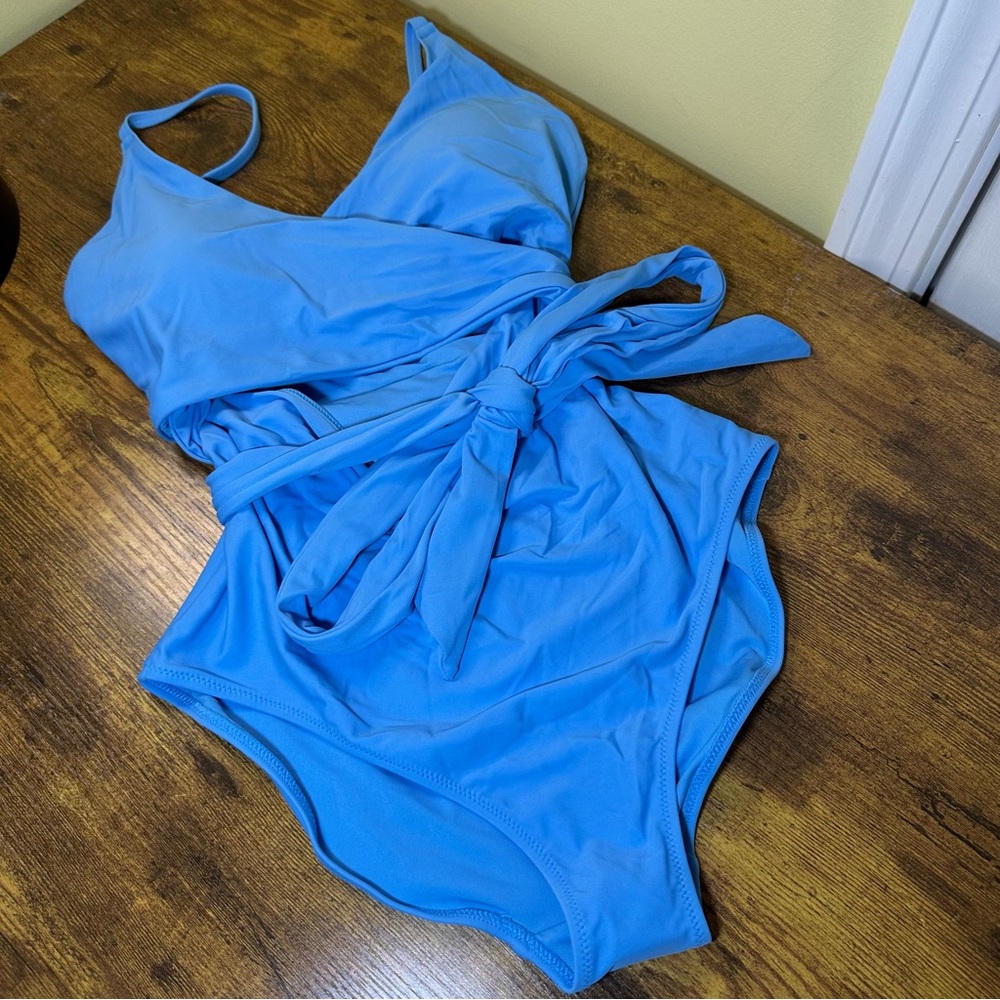 Aerie Blue Classic One Piece Swimsuit Large Long